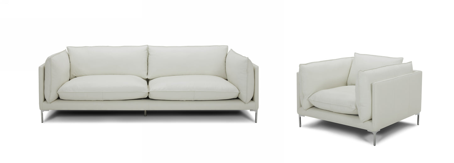 Divani Casa Harvest Modern White Full Leather Sofa