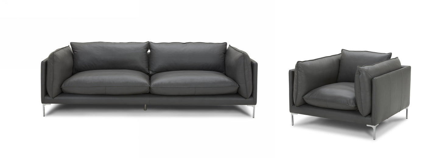 Divani Casa Harvest Modern Grey Full Leather Sofa