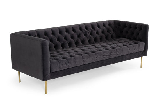 Divani Casa Chavez DK Grey Velvet Sofa