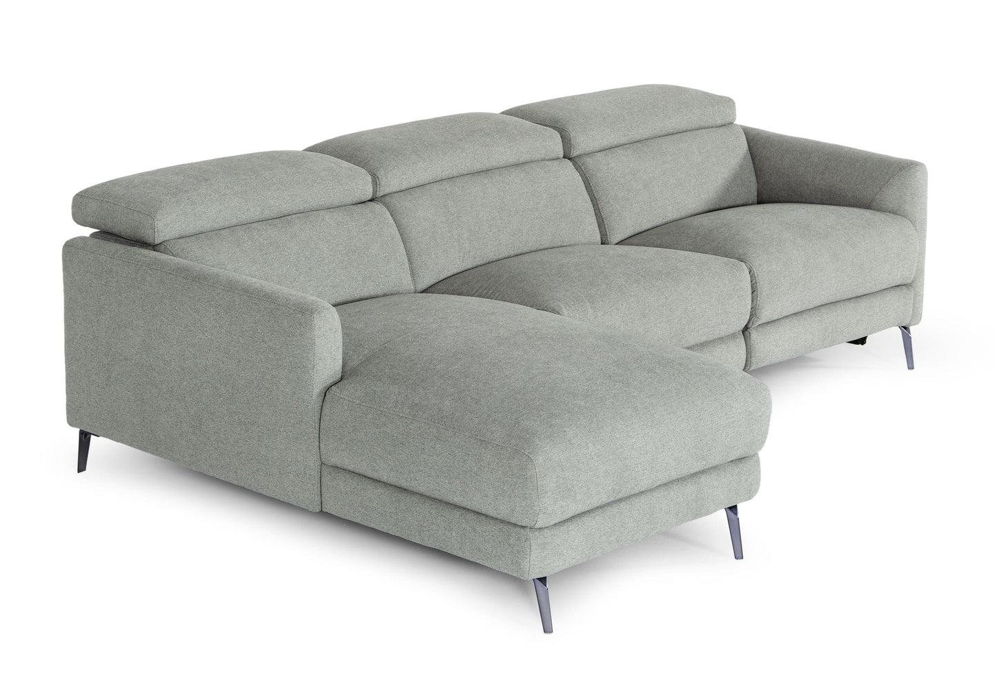 Divani Casa Lupita Modern Grey Fabric Left Facing Sectional Sofa