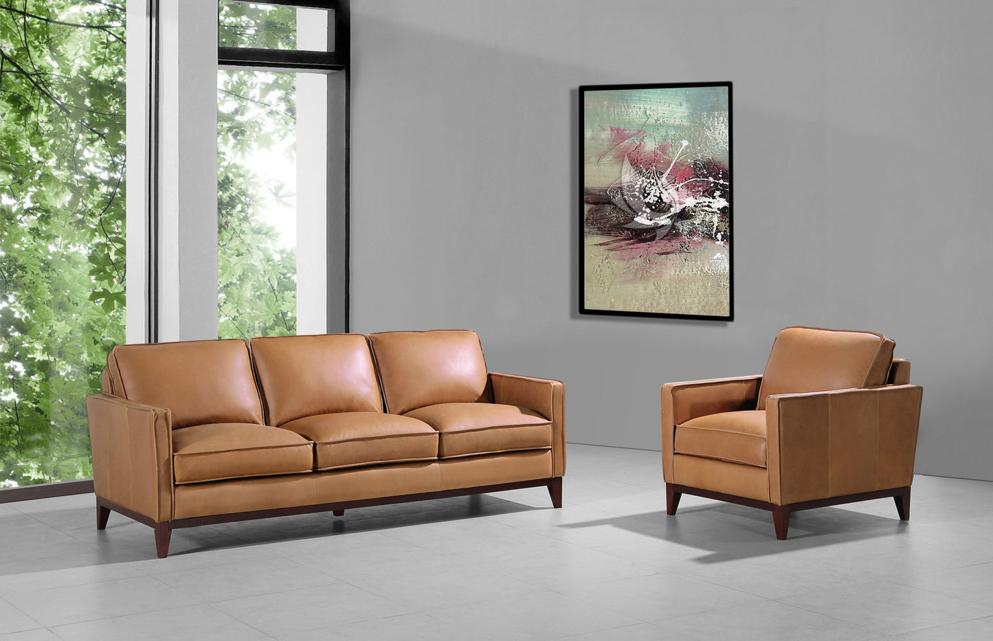 Divani Casa Naylor Modern Brown Italian Leather Split Chair