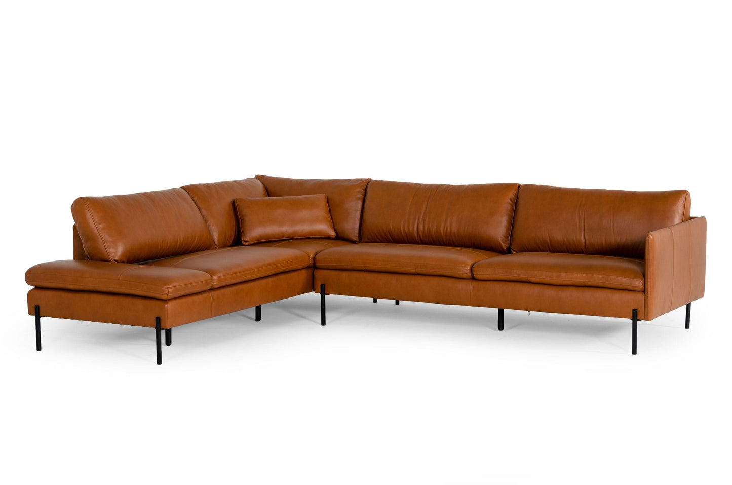 Divani Casa Sherry Modern Cognac Leather Left Facing Sectional Sofa