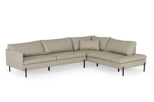 Divani Casa Sherry Modern Grey Leather Right Facing Sectional Sofa