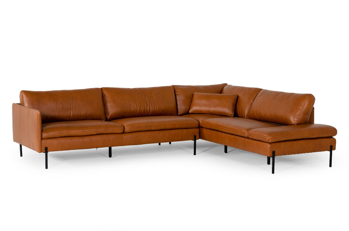 Divani Casa Sherry Modern Cognac Leather Right Facing Sectional Sofa