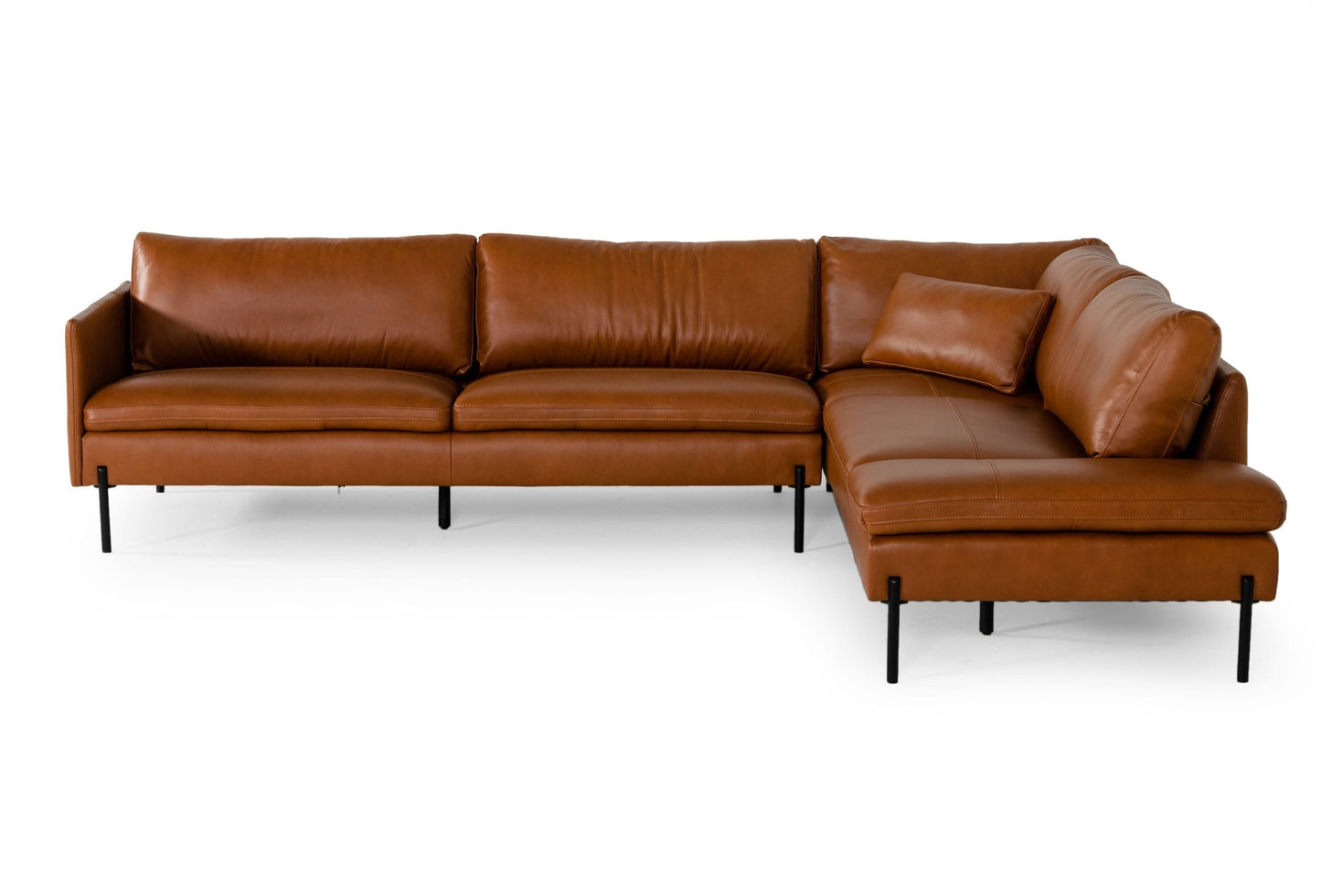 Divani Casa Sherry Modern Cognac Leather Right Facing Sectional Sofa