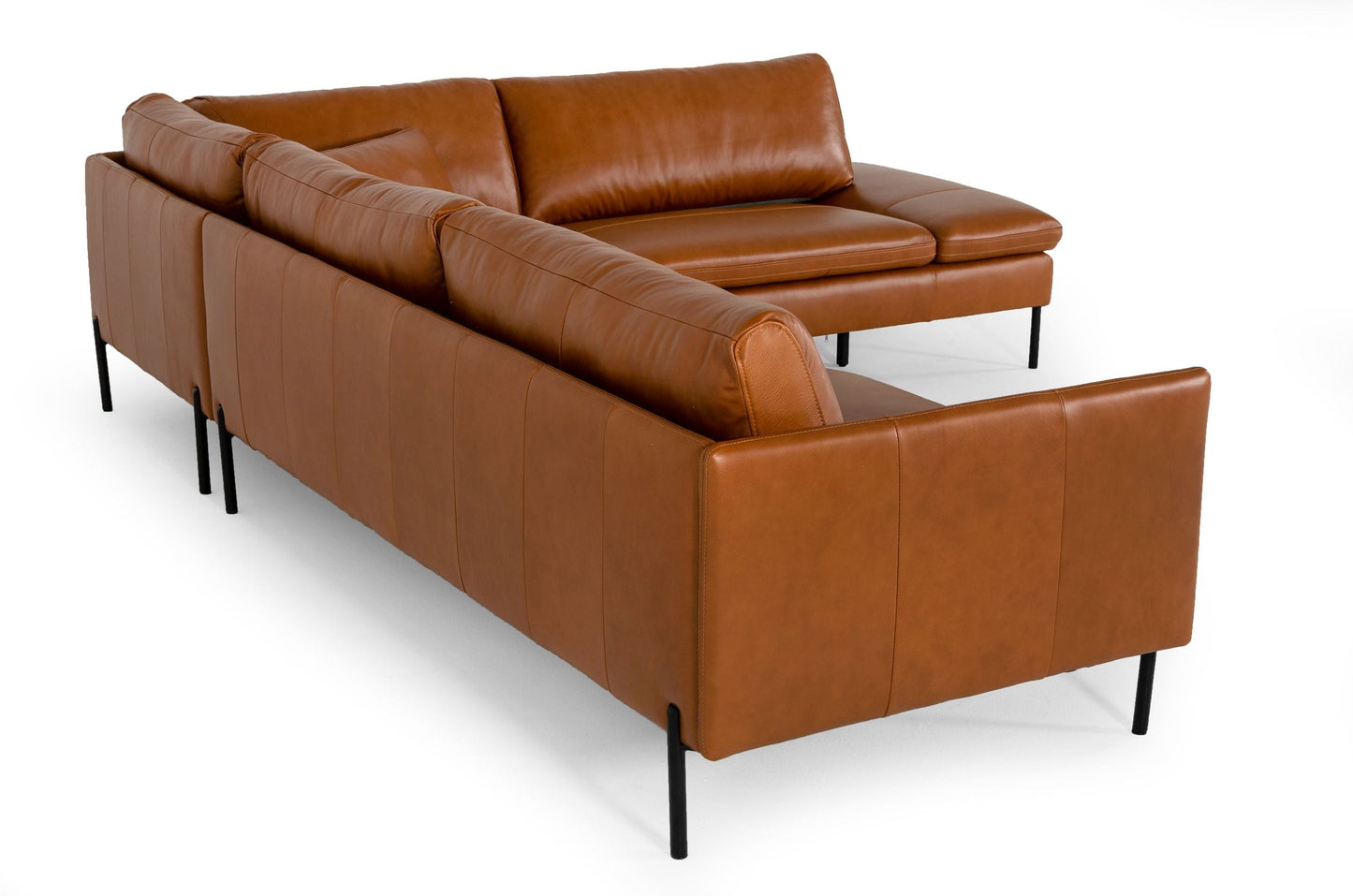 Divani Casa Sherry Modern Cognac Leather Right Facing Sectional Sofa