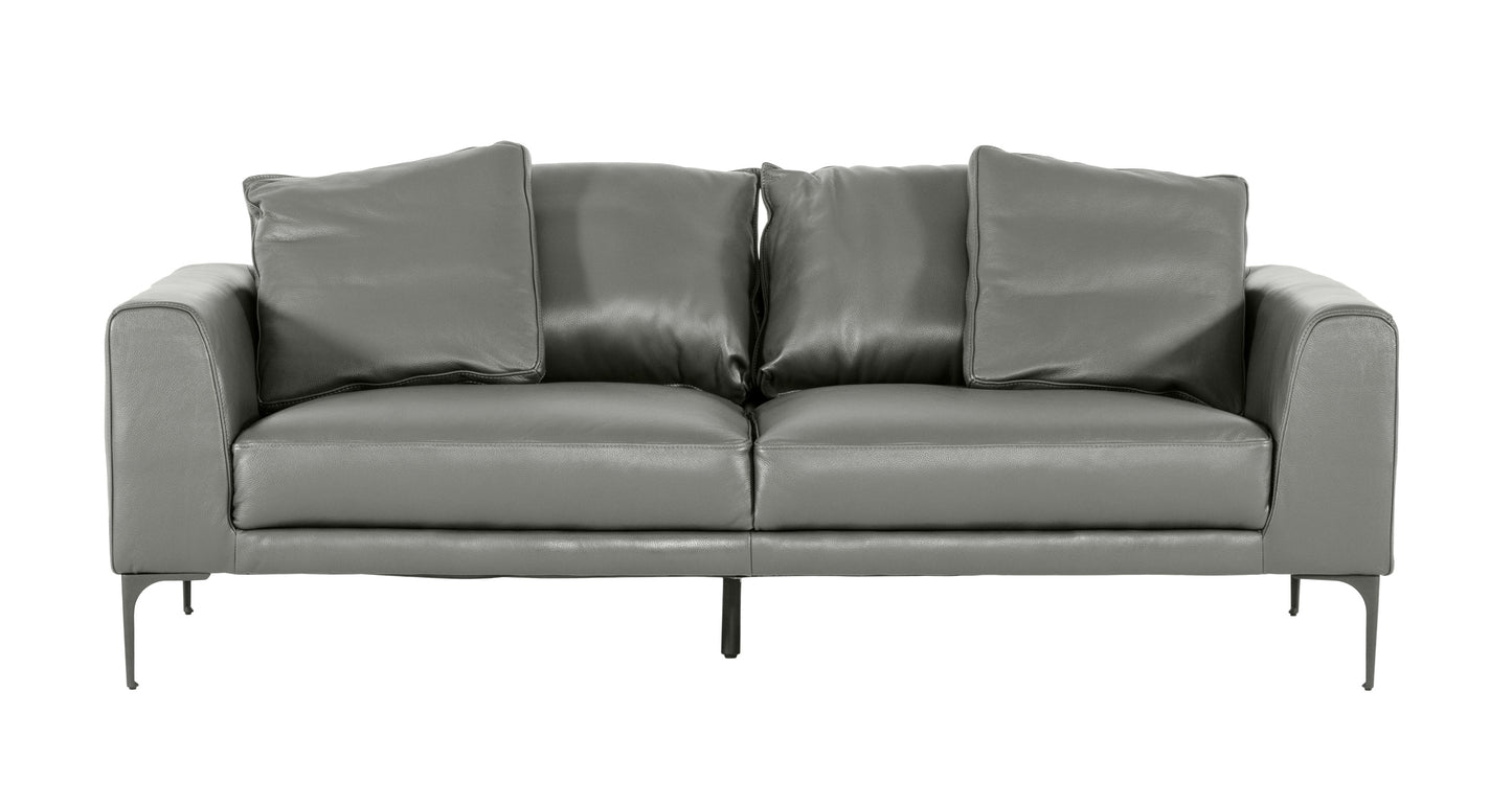 Divani Casa Jacoba Modern Dark Grey Leather Sofa