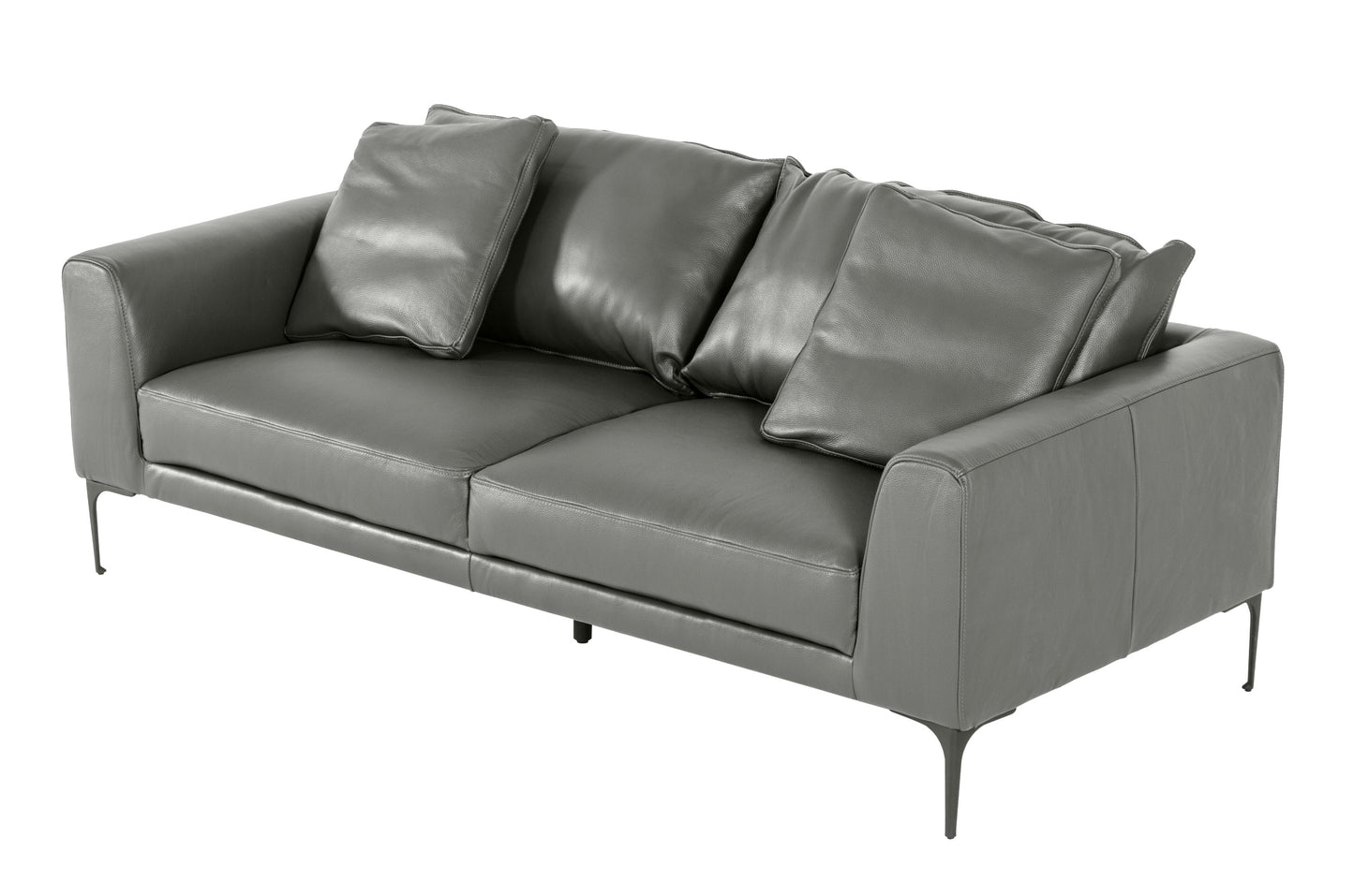 Divani Casa Jacoba Modern Dark Grey Leather Sofa