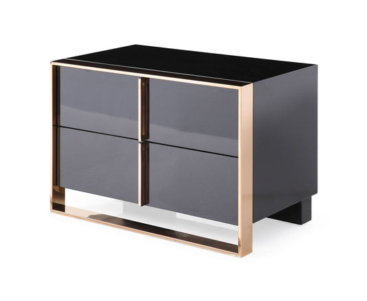 Nova Domus Cartier Modern Black and Rosegold Nightstand