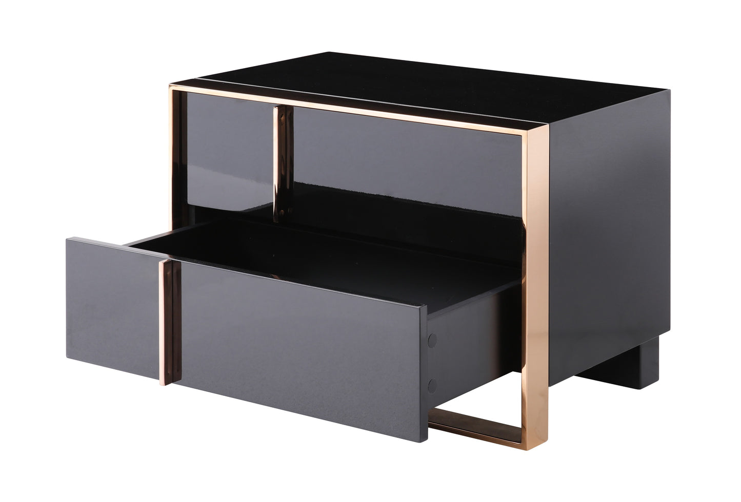 Nova Domus Cartier Modern Black and Rosegold Nightstand