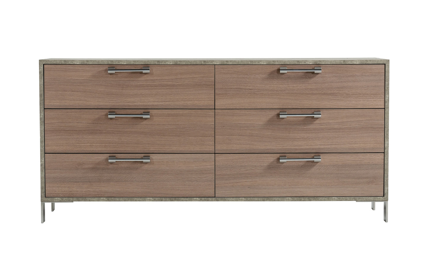 Nova Domus Boston Modern Brown Oak and Brushed Stainless Steel Dresser