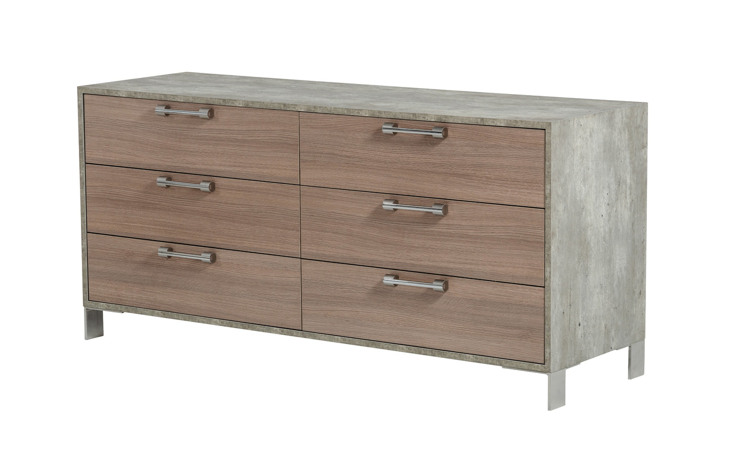 Nova Domus Boston Modern Brown Oak and Brushed Stainless Steel Dresser