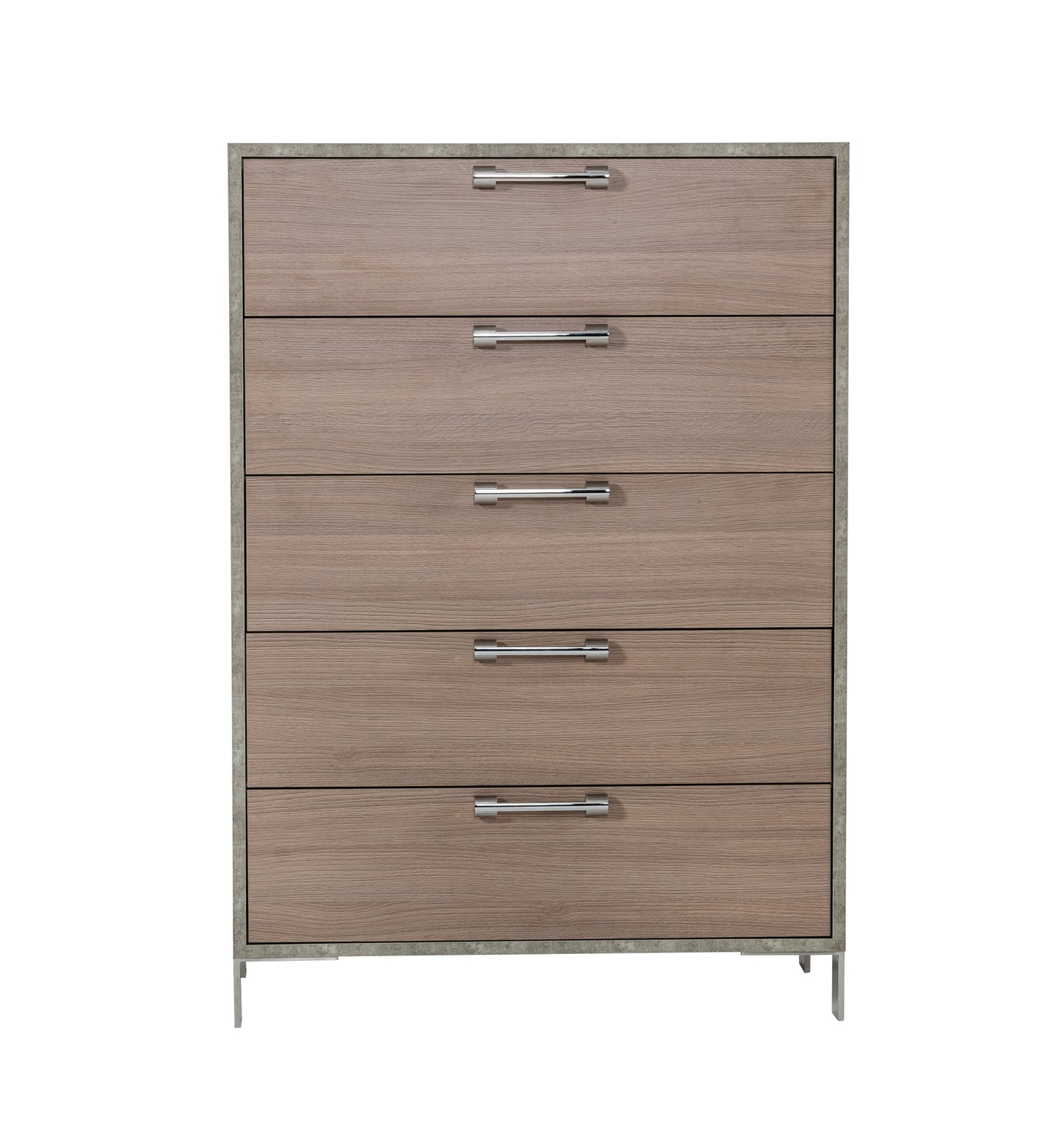 Nova Domus Boston Modern Brown Oak and Brushed Stainless Steel Chest