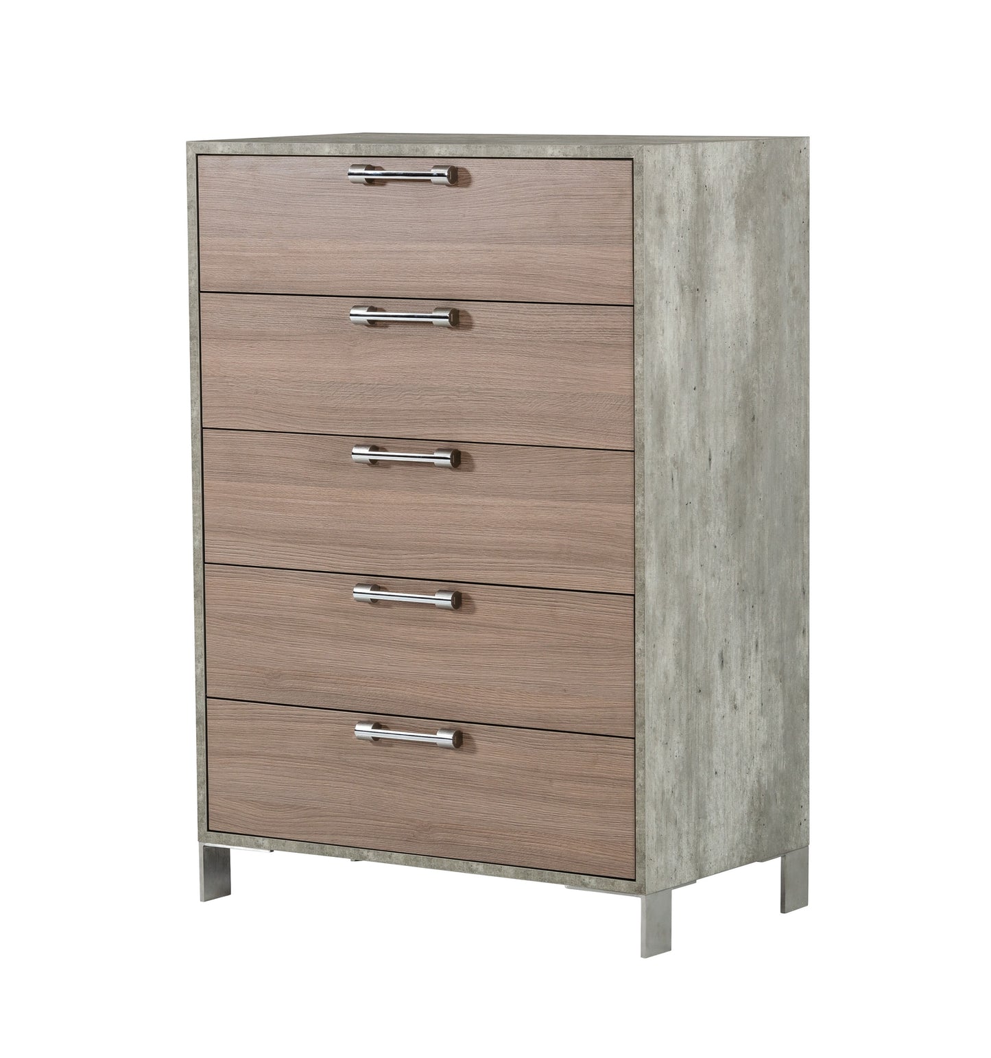 Nova Domus Boston Modern Brown Oak and Brushed Stainless Steel Chest