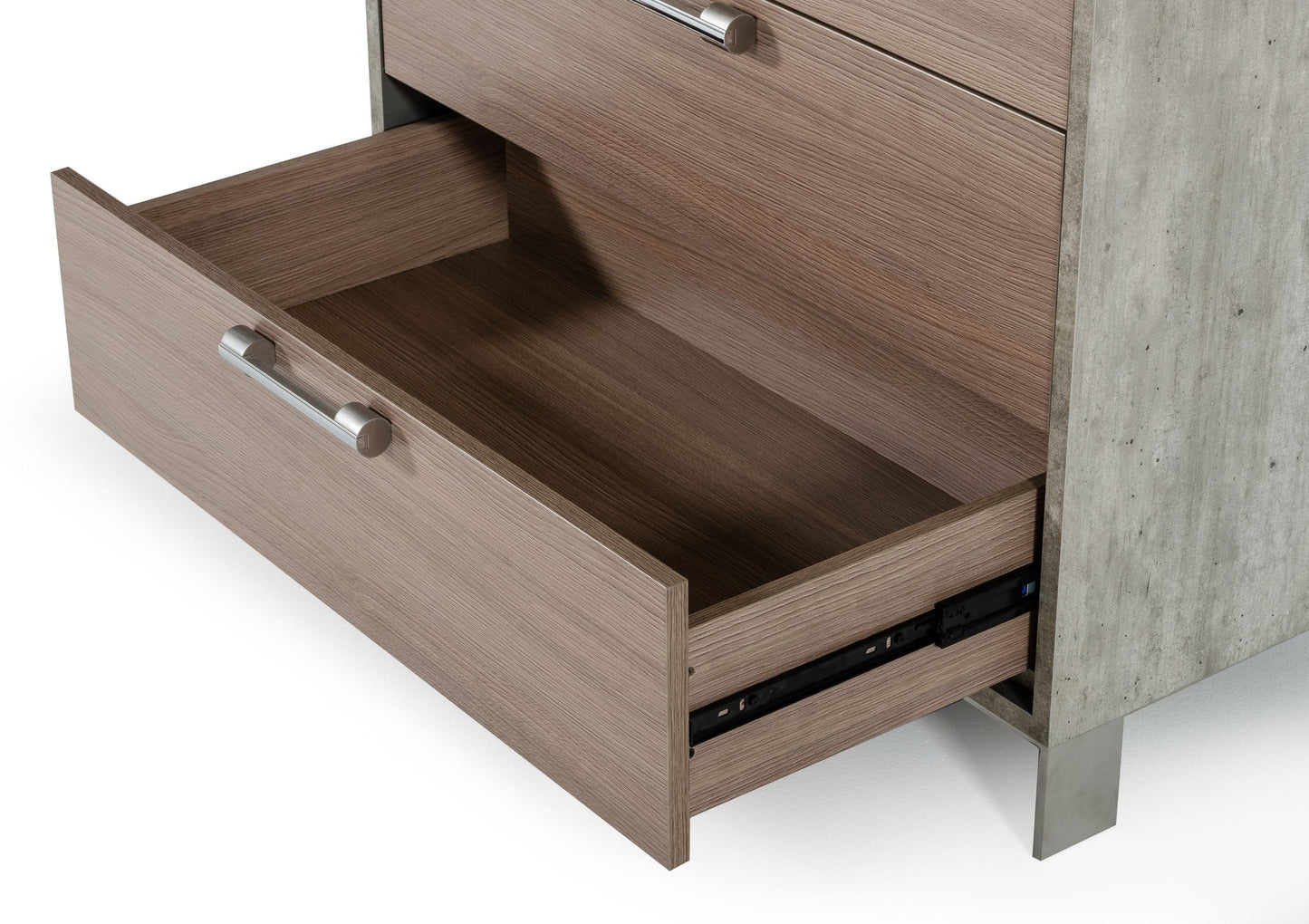 Nova Domus Boston Modern Brown Oak and Brushed Stainless Steel Chest