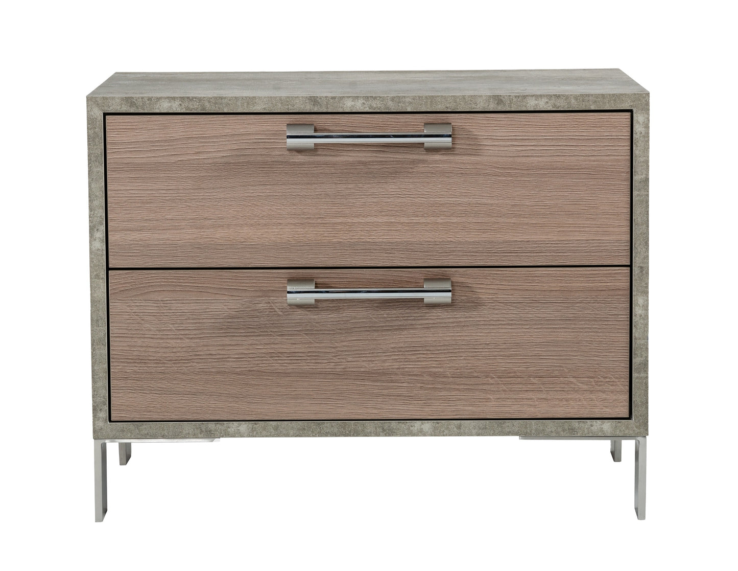 Nova Domus Boston Modern Brown Oak and Brushed Stainless Steel Nightstand