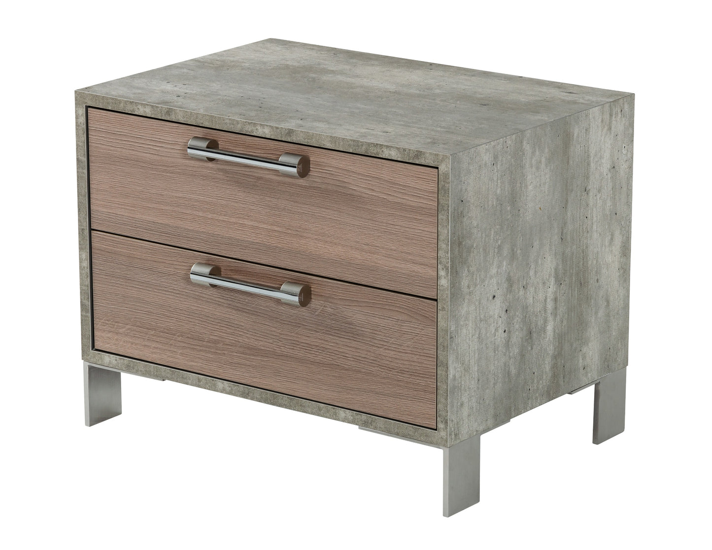 Nova Domus Boston Modern Brown Oak and Brushed Stainless Steel Nightstand