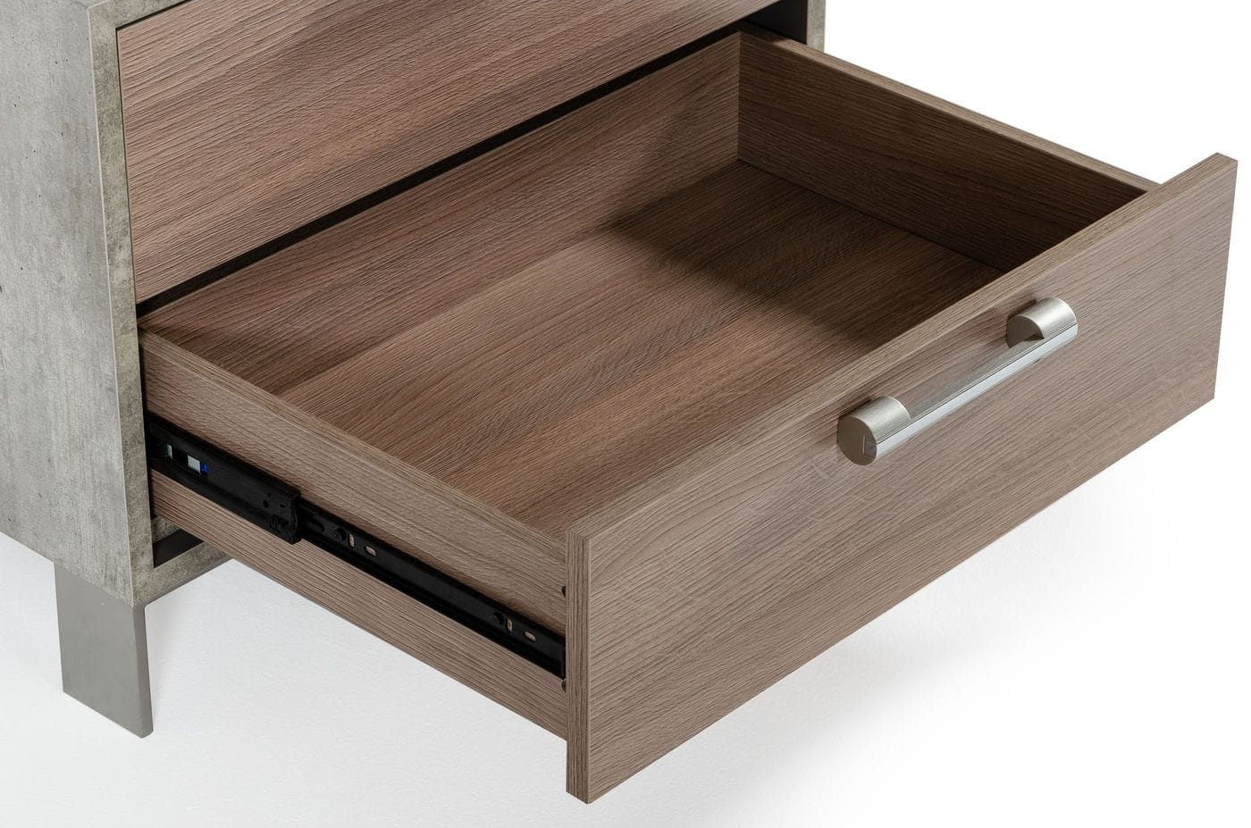 Nova Domus Boston Modern Brown Oak and Brushed Stainless Steel Nightstand