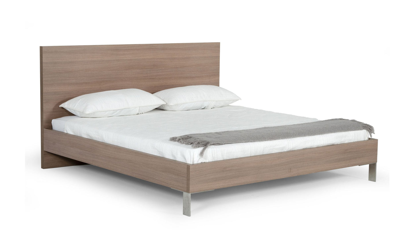 Nova Domus Boston Modern Brown Oak and Brushed Stainless Steel Bed