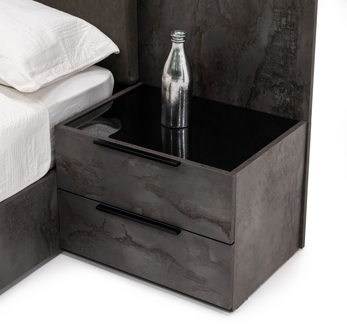 Nova Domus Ferrara Modern Volcano Oxide Grey Nightstand