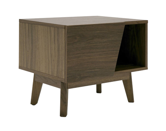 Modrest Abelard Mid-century Walnut Nightstand