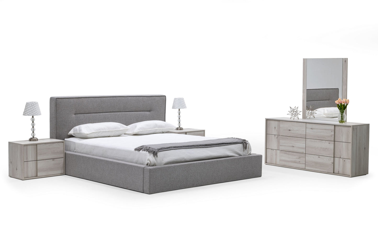 Nova Domus Juliana Italian Modern Grey Upholstered Bed