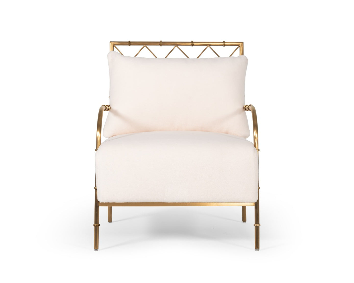 Divani Casa Ignacio Glam White Velvet and Gold Accent Chair