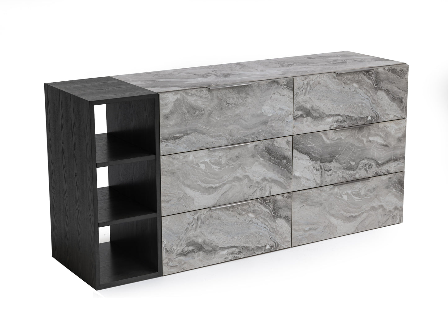 Nova Domus Maranello Modern Grey Wash and Faux Marble Dresser