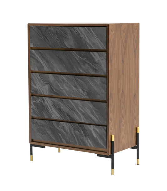 Nova Domus Metcalf Mid-Century Walnut and Grey Chest