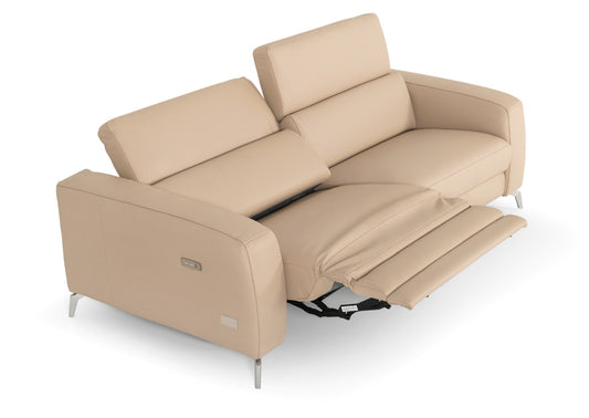 Lamod Italia Turin Cappuccino Leather 2-Seater 91-inch Recliner Sofa