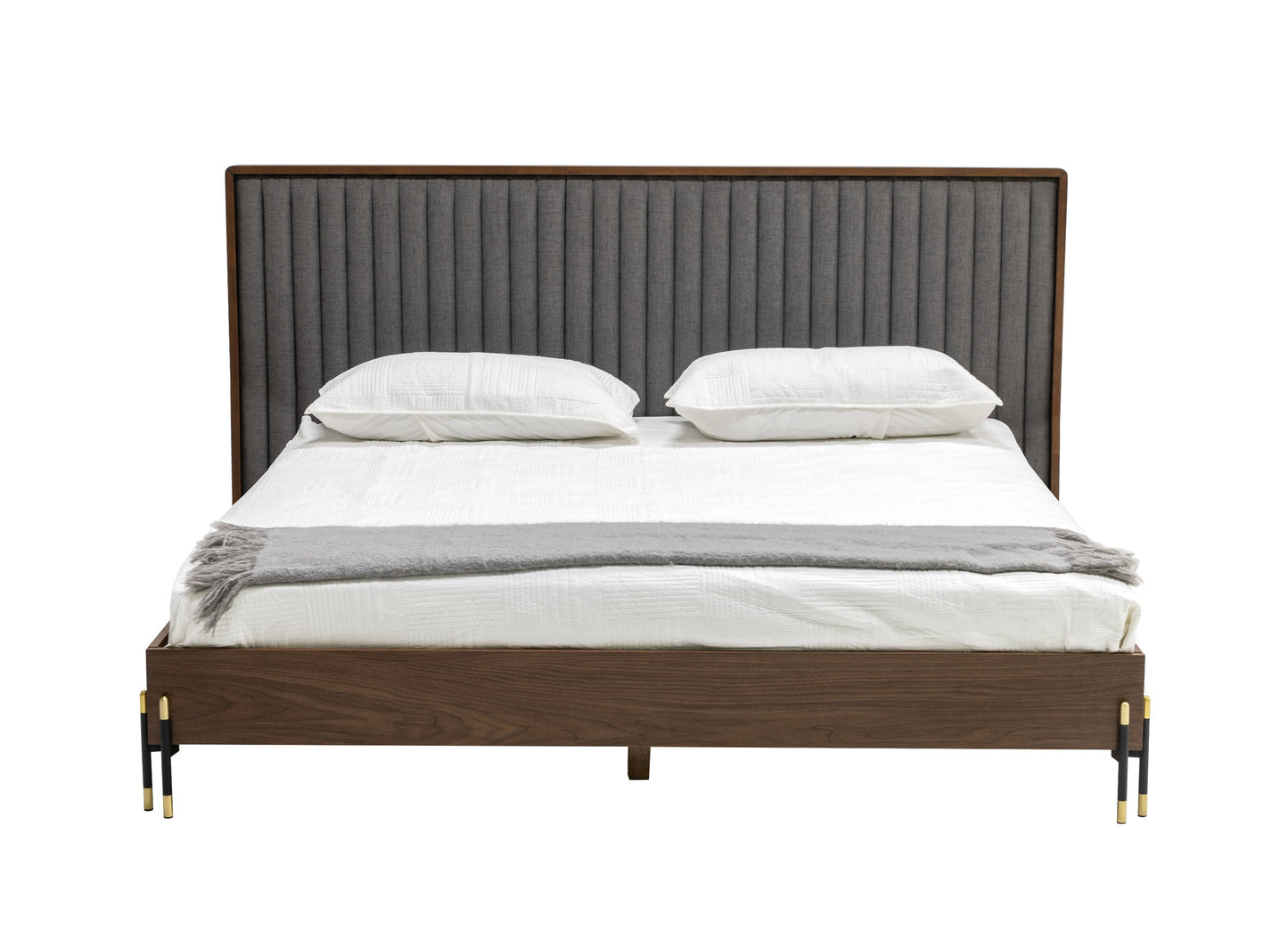 Nova Domus Metcalf Mid-Century Walnut and Grey Bed