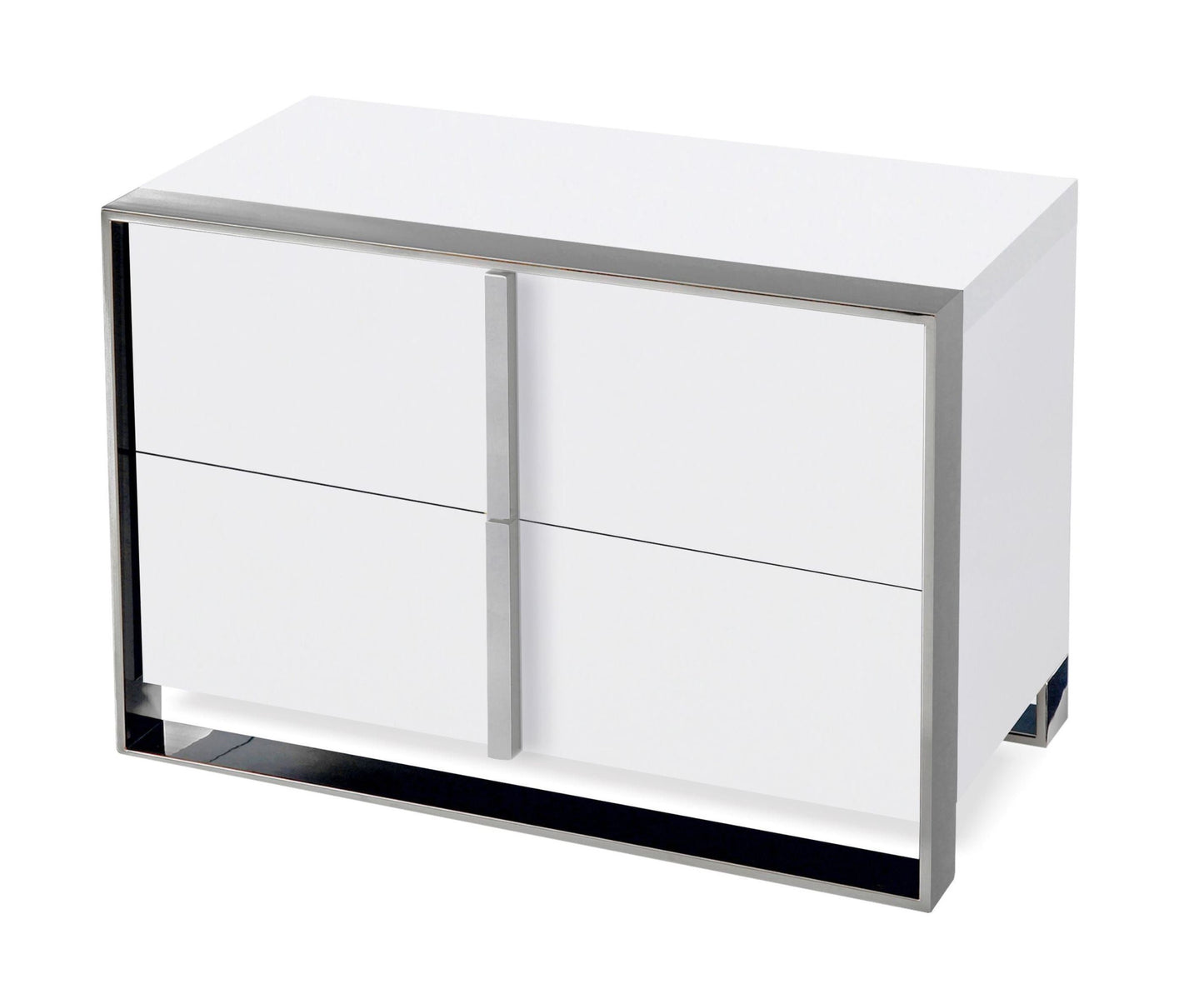 Nova Domus Francois Modern White and Stainless Steel Nightstand