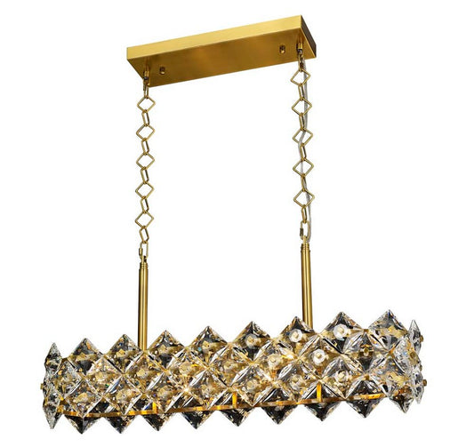 The Crown Pendant 8-Light in Antique Brass 7933AB by StarFire Crystal