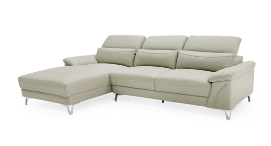 Divani Casa Sura Modern Light Grey Leather Left Facing Sectional Sofa