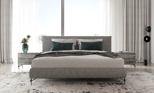 Nova Domus Aria Italian Modern Multi Grey Queen Bed and Two Nightstands