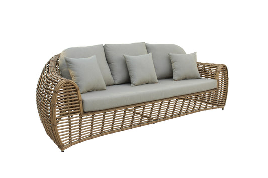 Renava Sandra Outdoor Beige and Wicker Sofa Set With End Table