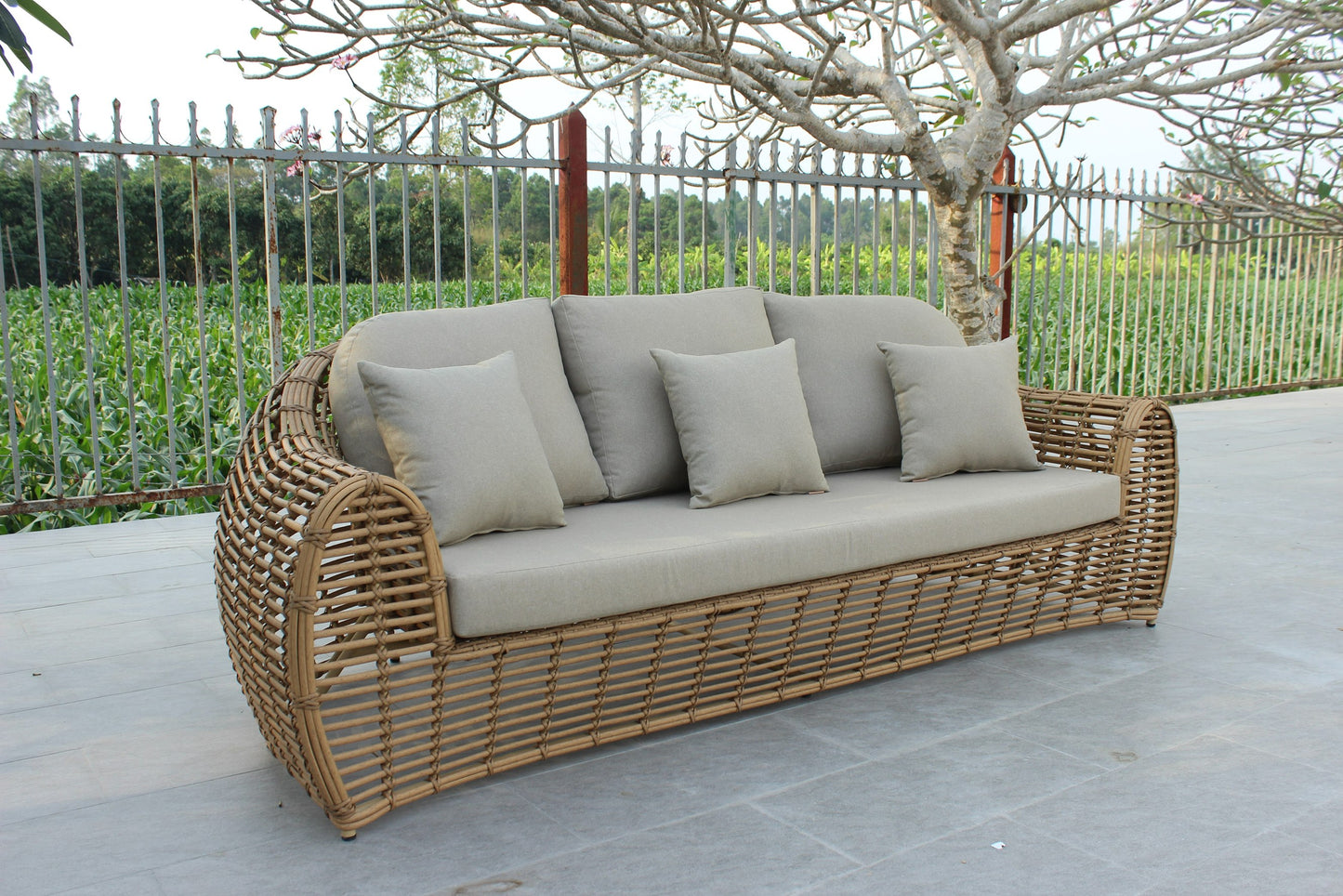 Renava Sandra Outdoor Beige and Wicker Sofa Set
