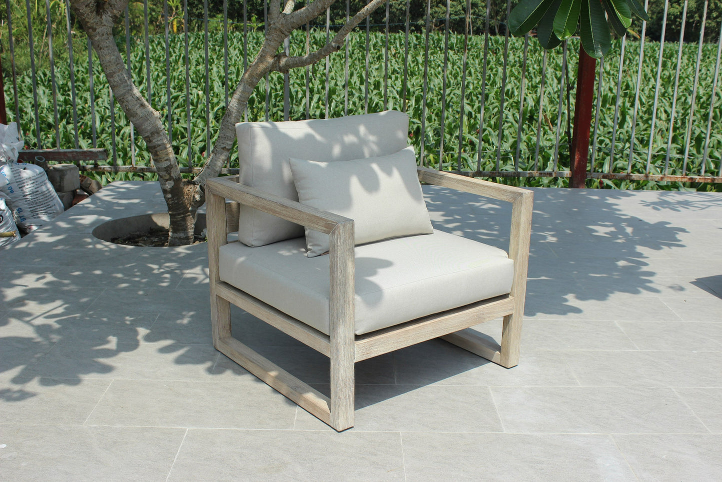 Renava Calm Outdoor Grey and Acacia Sofa Set