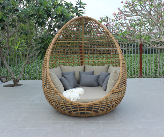 Renava Cocoon Outdoor Beige and Wicker Lounge Bed