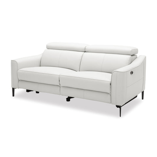 Divani Casa Eden Modern White Leather Sofa With 2 Recliners