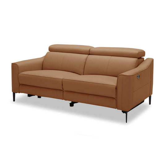 Divani Casa Eden Modern Camel Leather Sofa With 2 Recliners