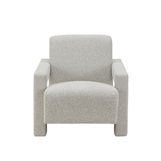 Modrest Wylie Modern Light Grey-Beige Fabric Accent Chair