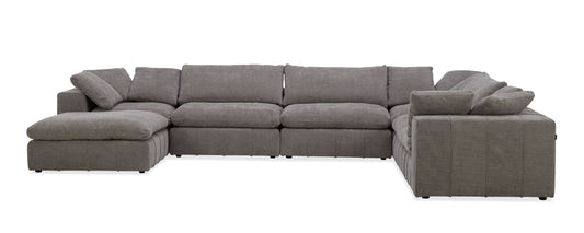 Divani Casa Vicki Modern Grey Fabric Modular Sectional Sofa and Ottoman