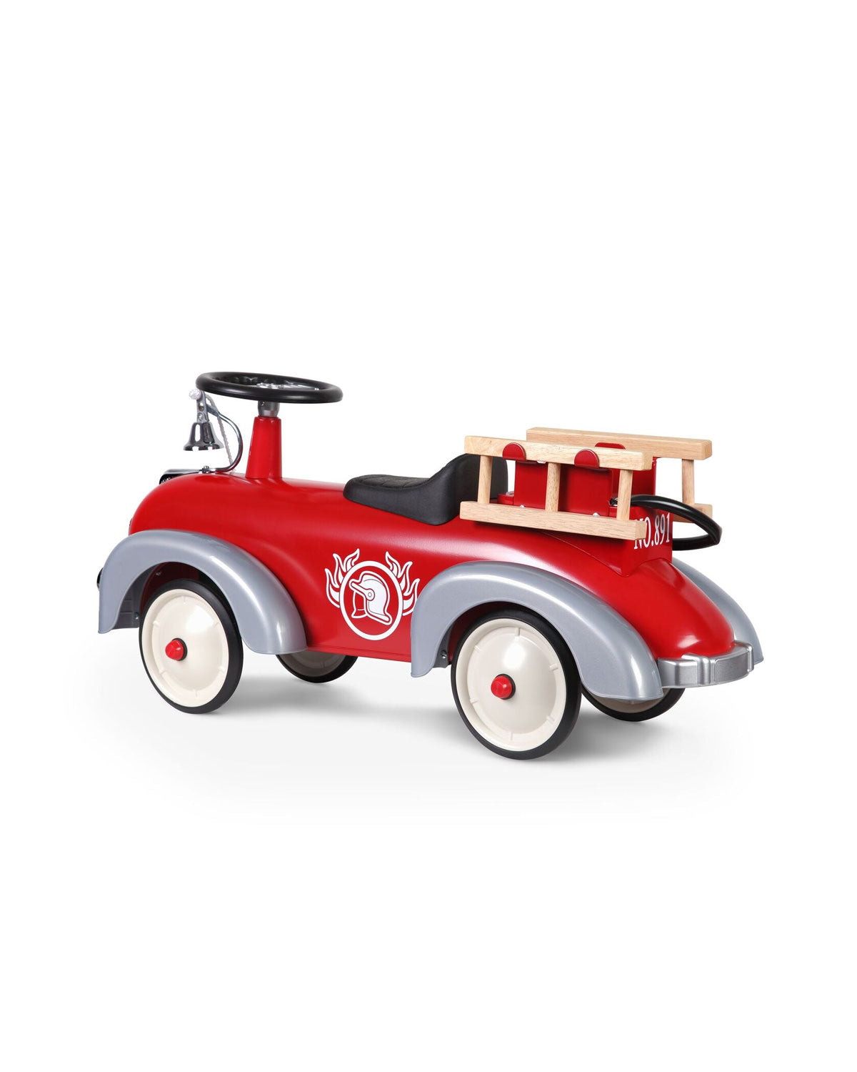 Baghera Speedster fire engine metal ride-on in red with ladders and hose – view 2