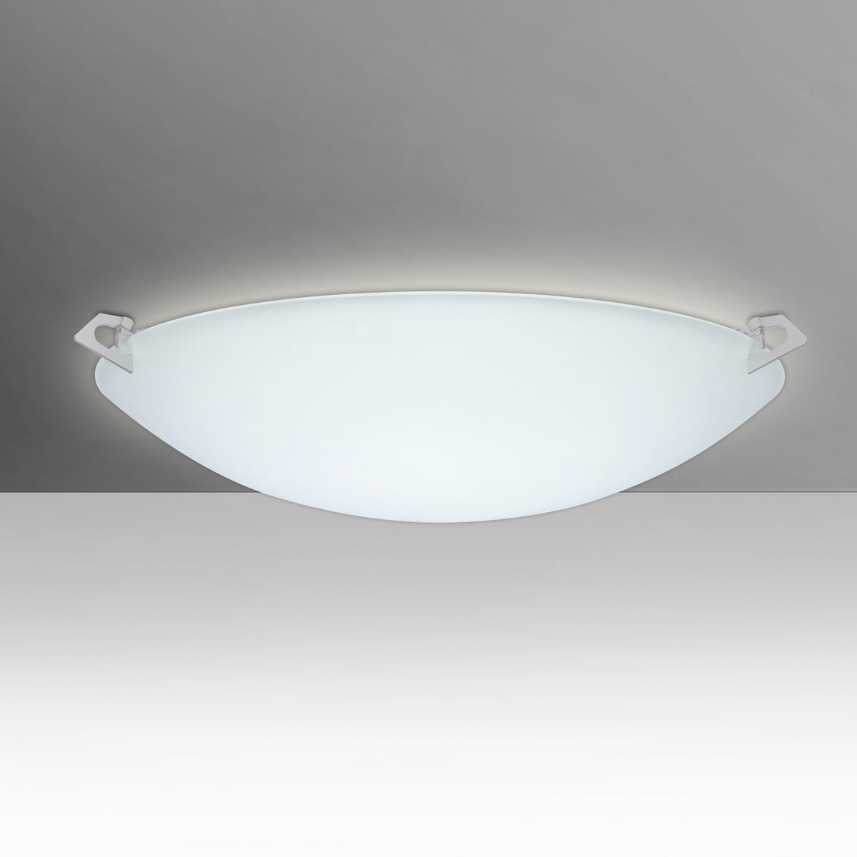 Besa Sonya 17 – Satin Frost glass, studio view, satin nickel clips