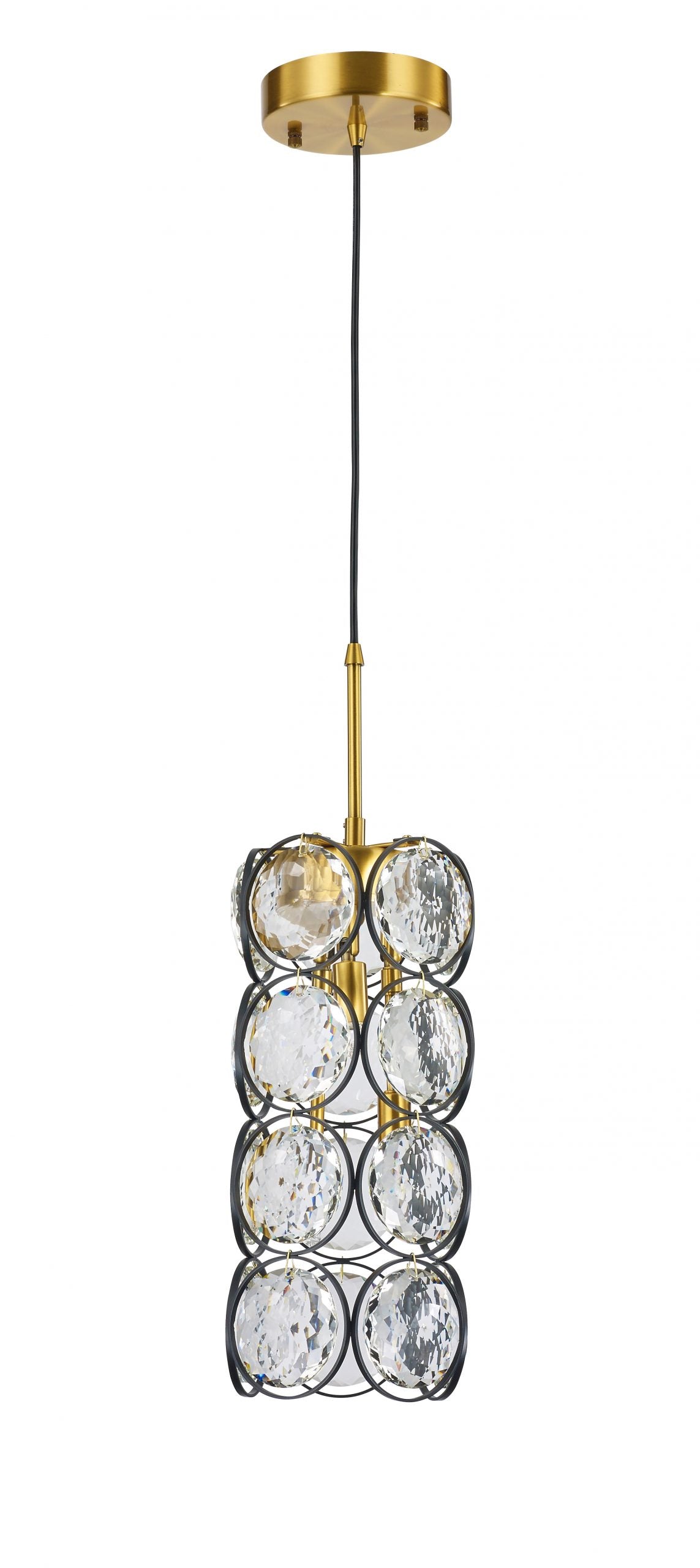 Ella Pendant 3-Light in Antique Brass & Black 8506BB by StarFire Crystal