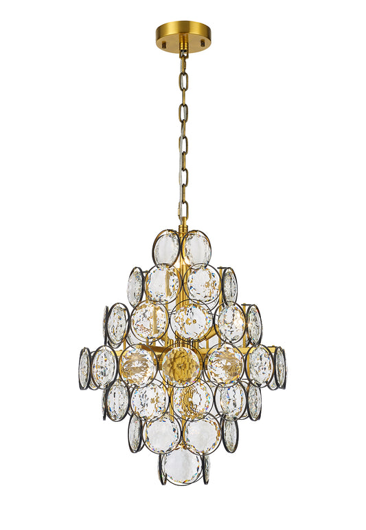 Ella Chandelier 12-Light in Antique Brass & Black 8521BB by StarFire Crystal