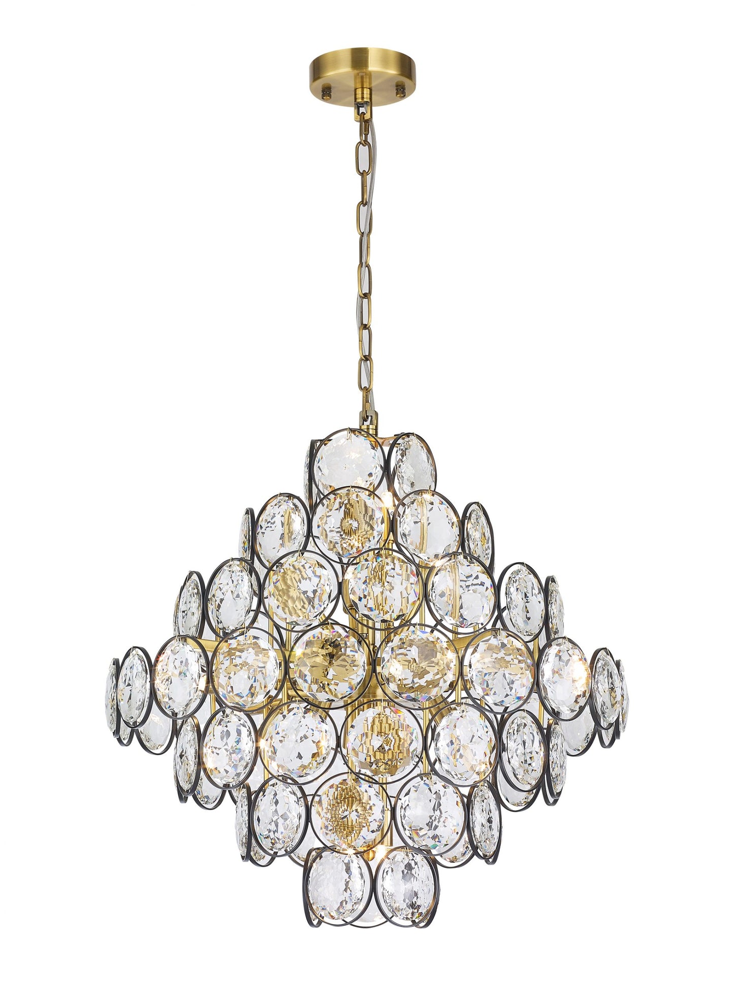 Ella Chandelier 17-Light in Antique Brass & Black 8524BB by StarFire Crystal