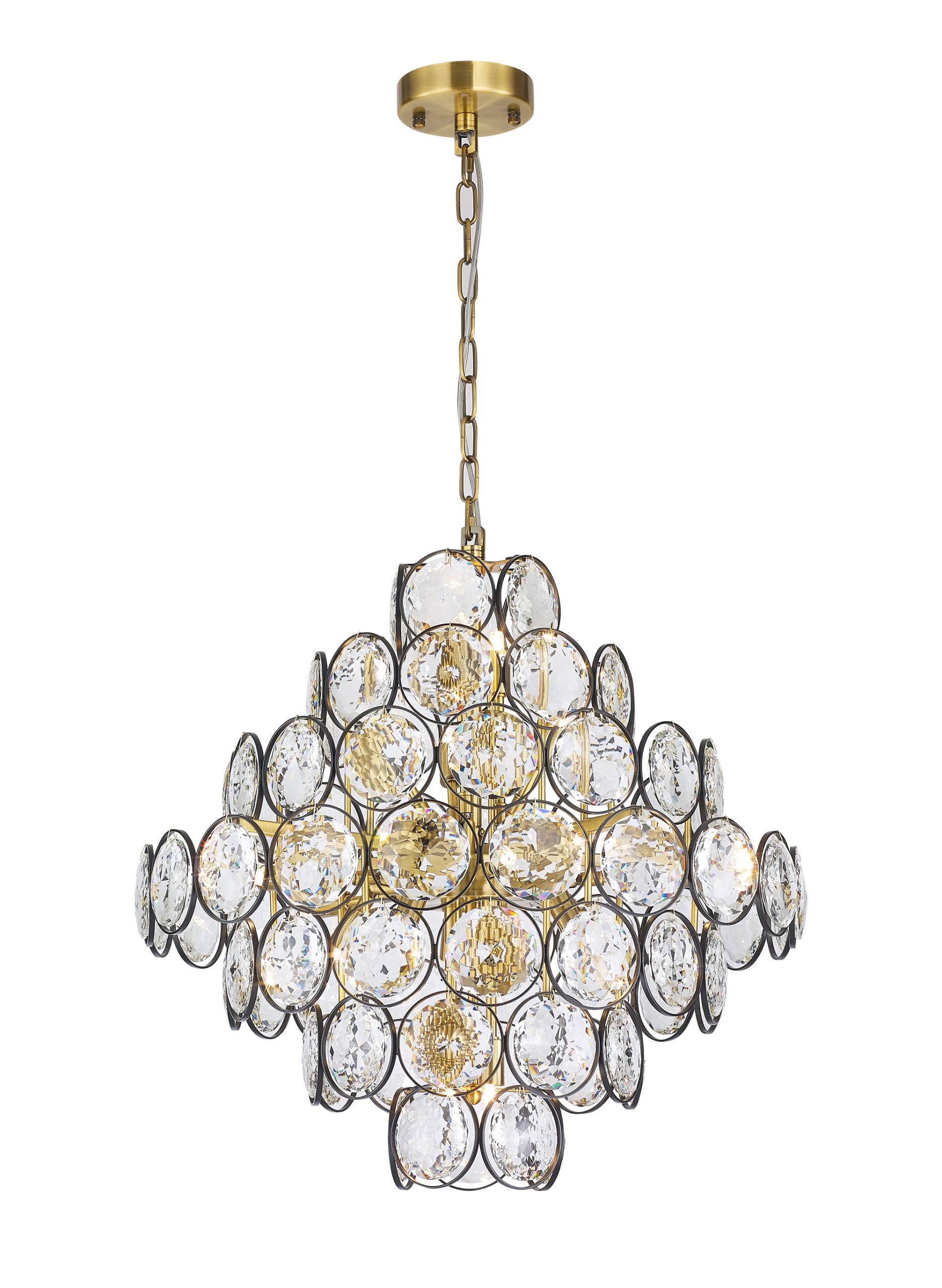 Ella Chandelier 17-Light in Antique Brass & Black 8524BB by StarFire Crystal
