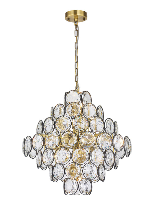 Ella Chandelier 17-Light in Antique Brass & Black 8524BB by StarFire Crystal